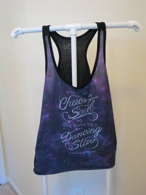 Black Matter Purple Galaxy Graphic Racerback Tank Top